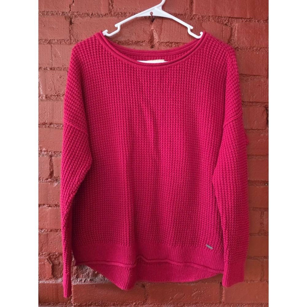 Hollister California Women's M Red Waffle Knit Sweater Oversized Pullover